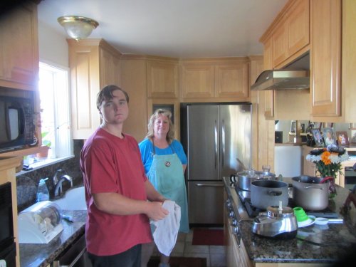 Mom and Jonny in the kitchen