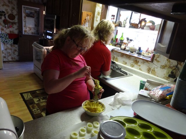 Missy making the deviled eggs