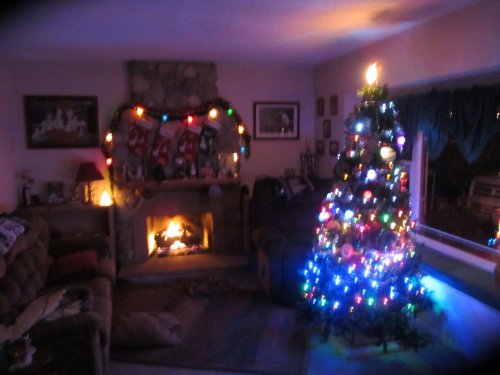 Christmas decorations in living room