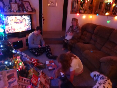 Family opening presents
