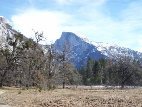 Half Dome and snow 