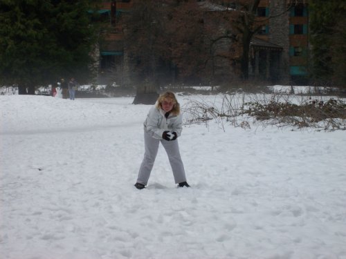 Melissa preparing a snowball 