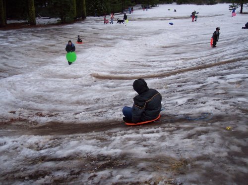 Jonny making the best out of very little snow 