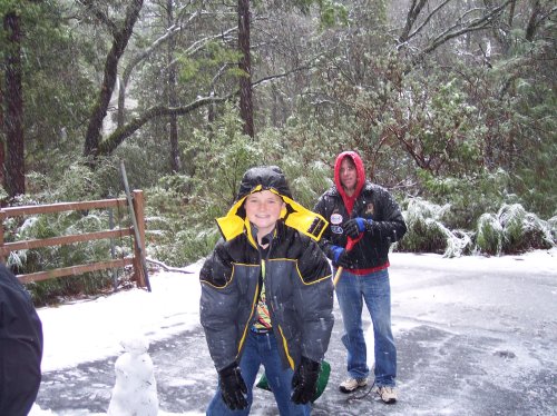 Jonny and Jon in the snowstorm 