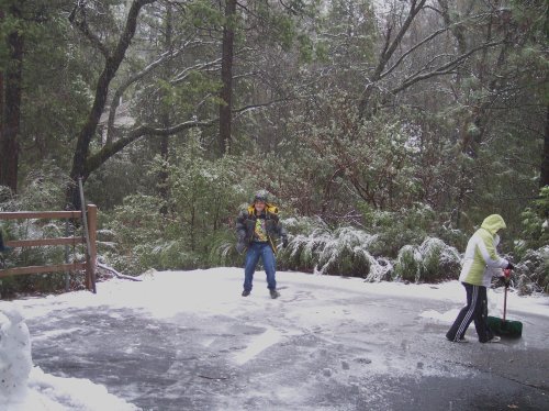 Jonny and Lori playing in the snow 