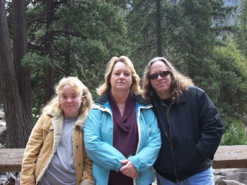 Melissa, mom & dad at Yosemite falls 