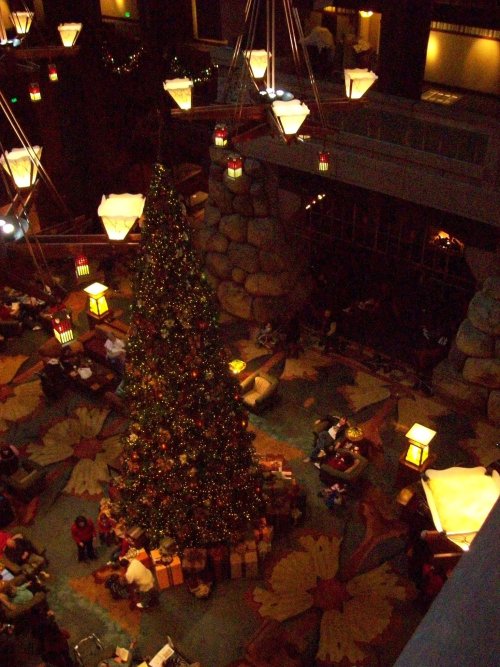 Christmas tree in lobby of Disney Grand Californian 