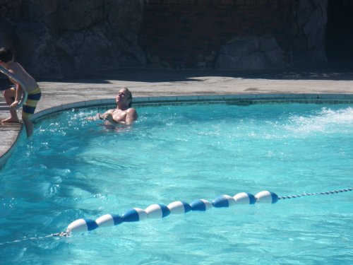 Dad on pool at Grand Californian 