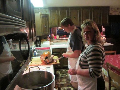 Jonny carving the bird 