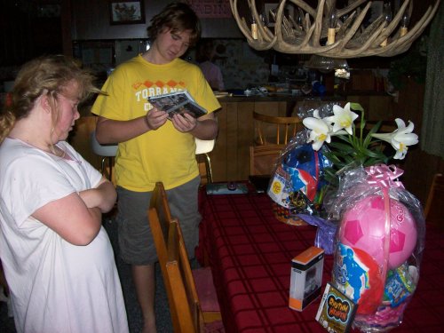 Jonny & Melissa reviewing their Easter loot 