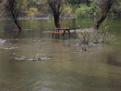 Cathedral beach and flood waters 