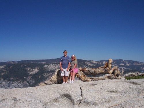 Kids by tree on top of Sentinel Dome 