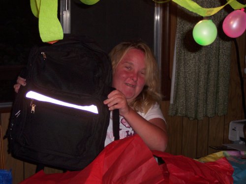 Melissa and her birthday gifts 