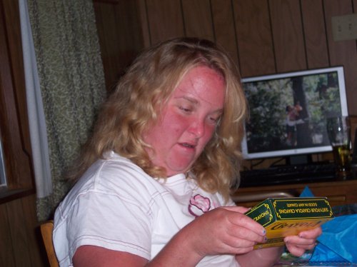 Melissa and her birthday gifts 