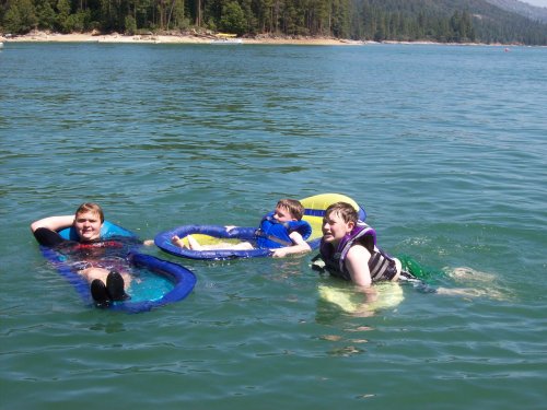 Kids swimming at Bass Lake 
