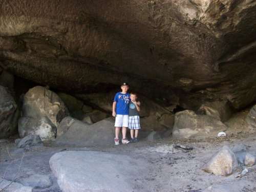 Lamar & Jake in indian cave 