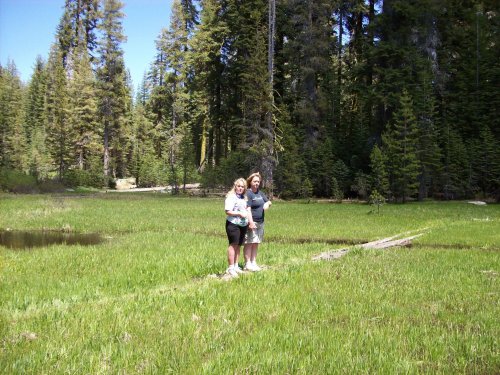Lori and Melissa on log 