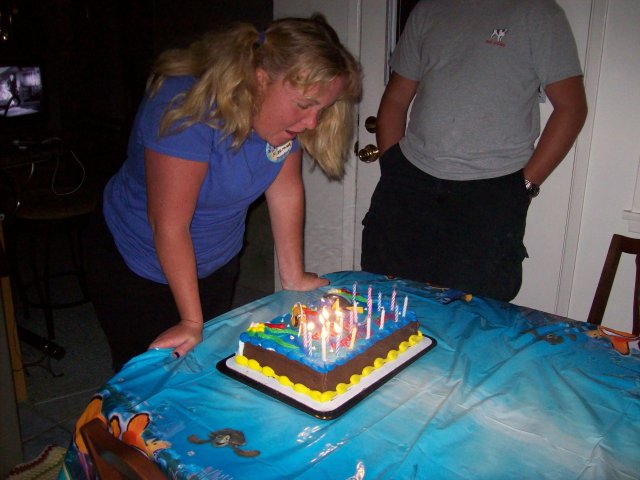 Melissa blowing out candles 