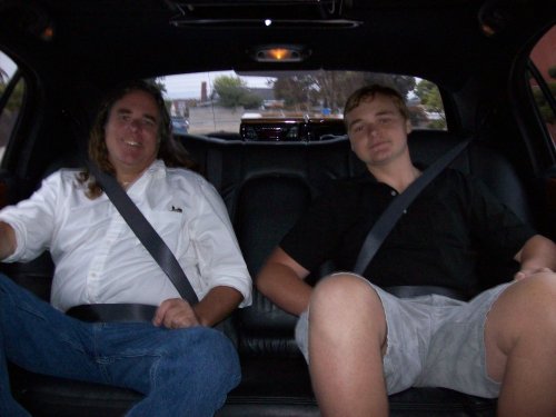Jon & Jonny in limo on way to airport 