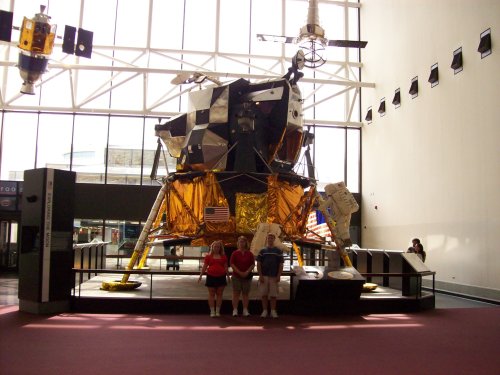 Family in front of Lunar Lander 