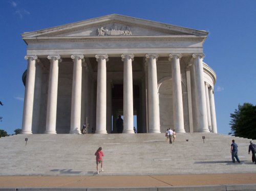 Jon ascending steps at Jefferson Memorial 