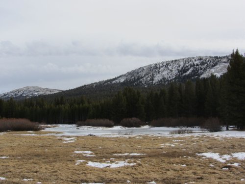 Frozen river at Tuolome Meadow 