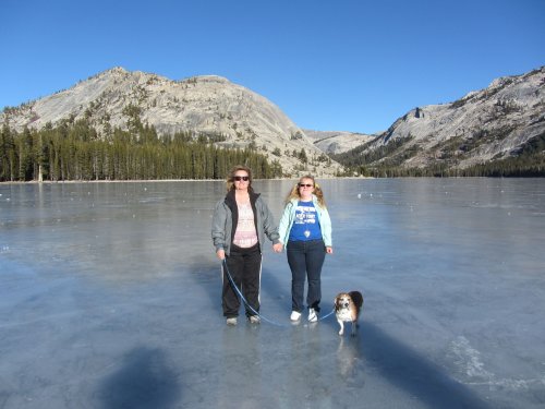 Girls and Riley on Tenaya Lake 