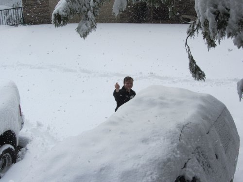 Jonny shoveling snow 